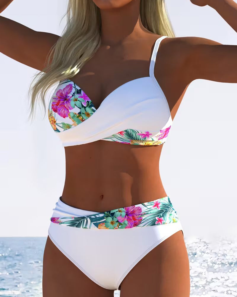 Bikini Bralette Style Contrast Print
