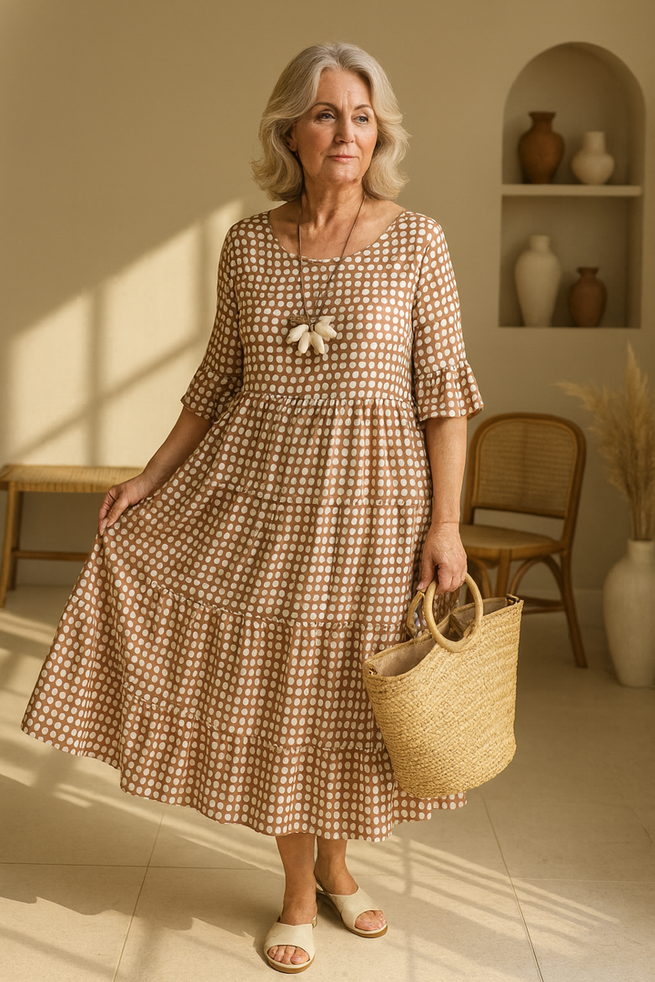 Iris™ | Sable Short-Sleeve Midi Dress