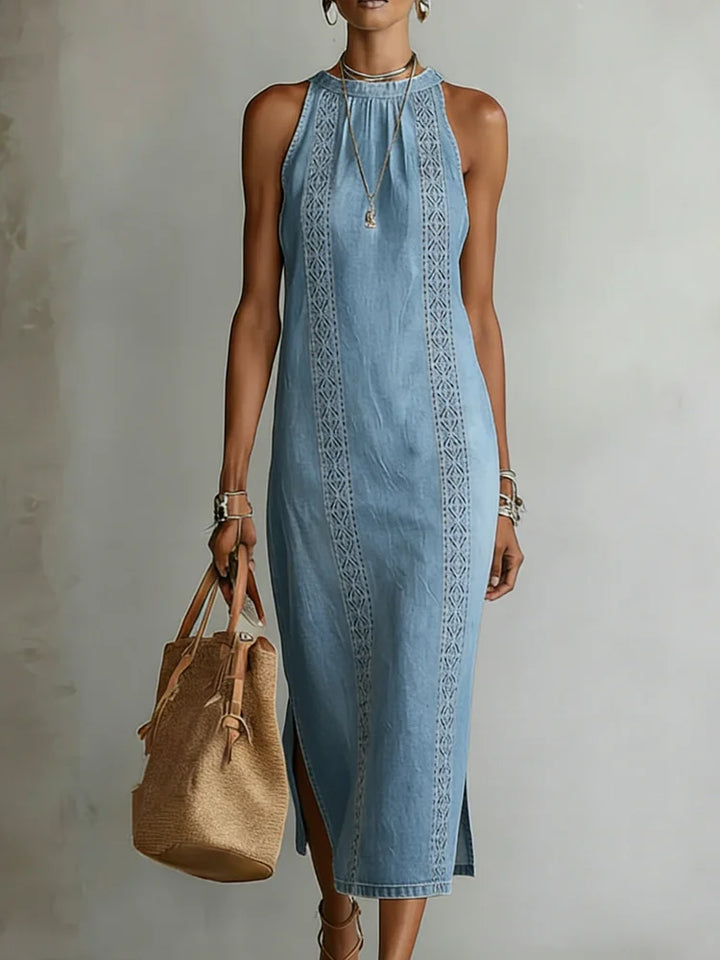 Julia | Denim Dress with Vintage Lace Details