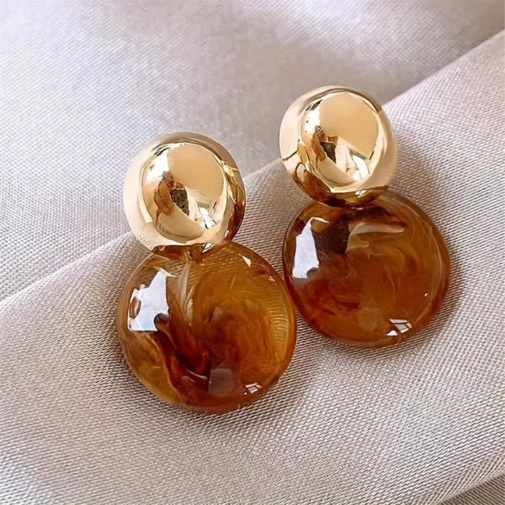 Aurélie Amber Hanging Earrings | Gold