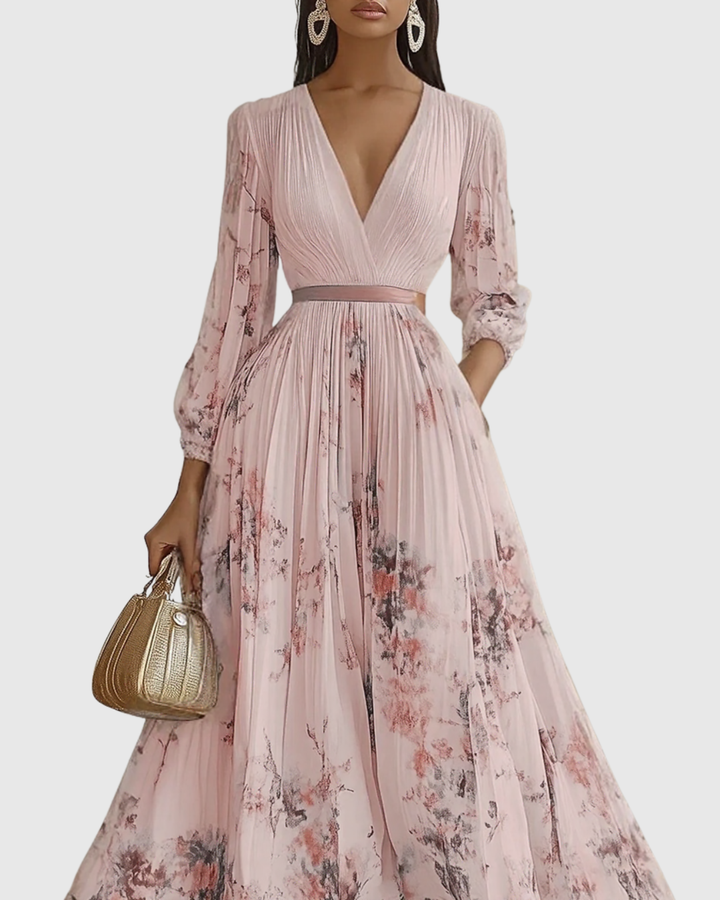 Rowella™ | Elegant Pleated Maxi Dress