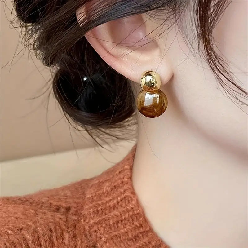 Aurélie Amber Hanging Earrings | Gold