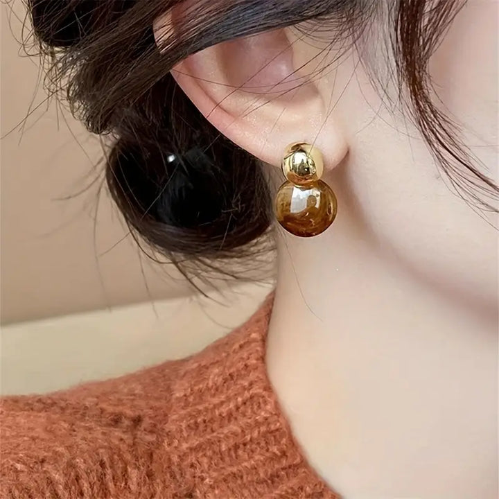 Aurélie Amber Hanging Earrings | Gold