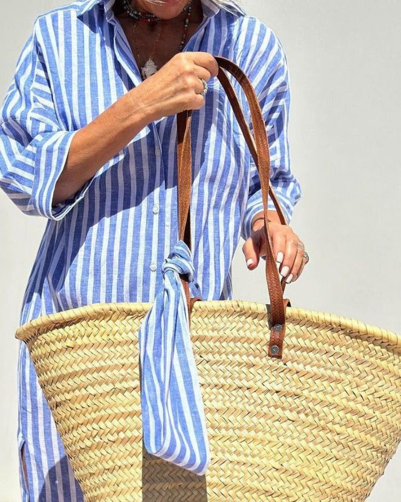 Coby | Classic Striped Linen Shirt Dress
