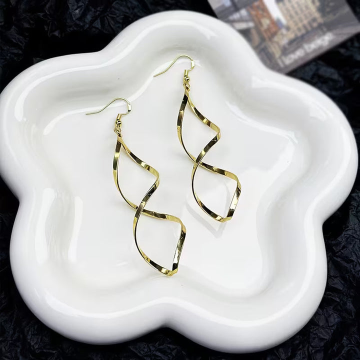 Spiral Hanging Earrings | Gold