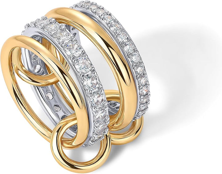 Interlock Stack Ring Set | Gold