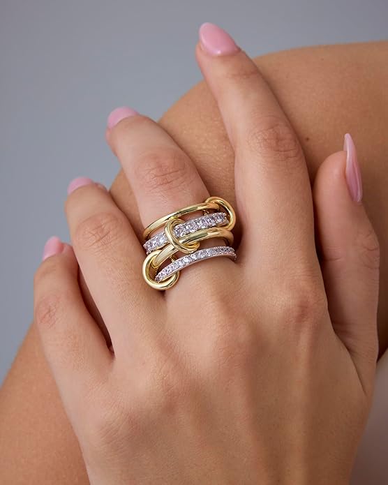 Interlock Stack Ring Set | Gold