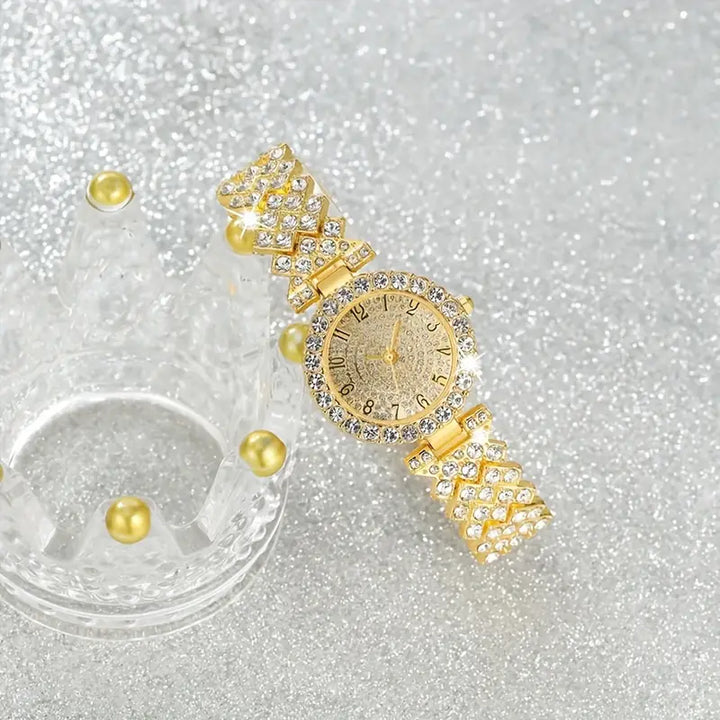 Luxury Radiance Set: Watch and Bracelet | Gold