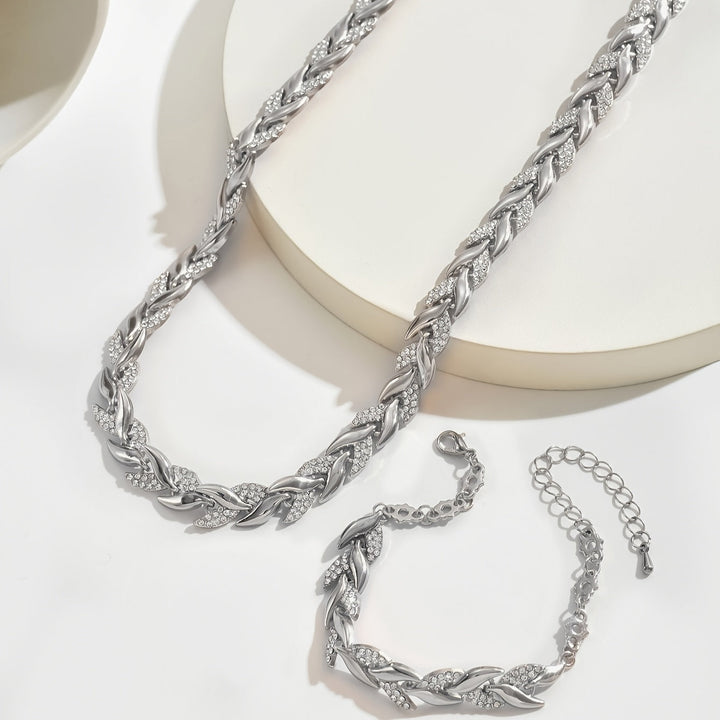 LEÏNA™ | Luxury Leaf Chain Necklace and Bracelet Set