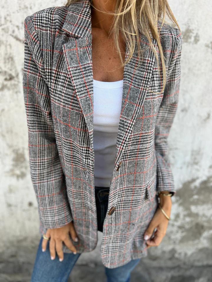 Alicja™ | Tailored Grey Check Blazer