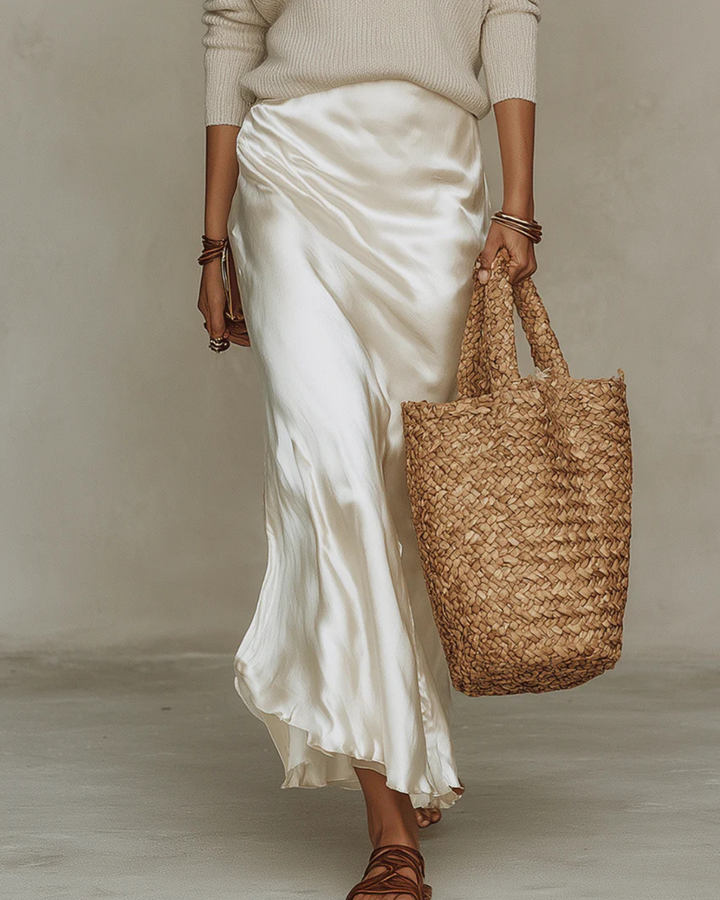 Zofia™ | Satin Midi Dress with Built-in Sweater