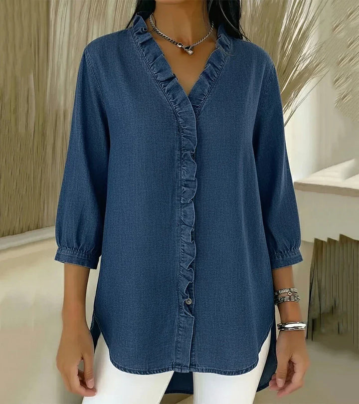 Adele™ |V-Neck Blouse with Ruffles