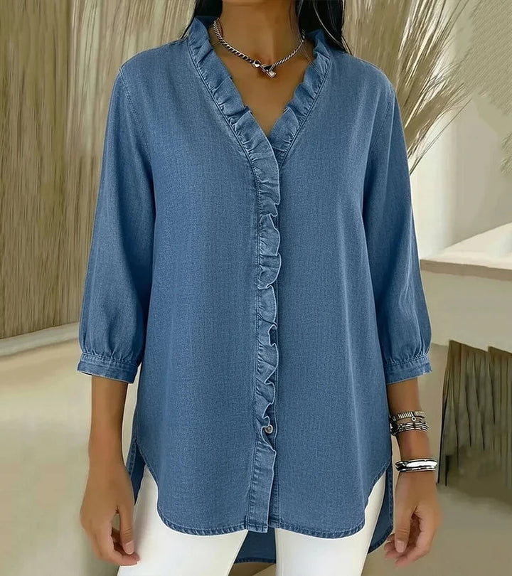 Adele™ |V-Neck Blouse with Ruffles