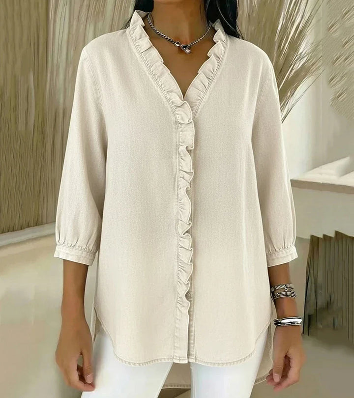 Adele™ |V-Neck Blouse with Ruffles