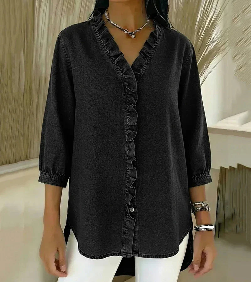Adele™ |V-Neck Blouse with Ruffles