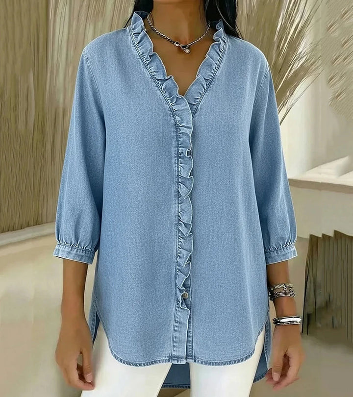 Adele™ |V-Neck Blouse with Ruffles
