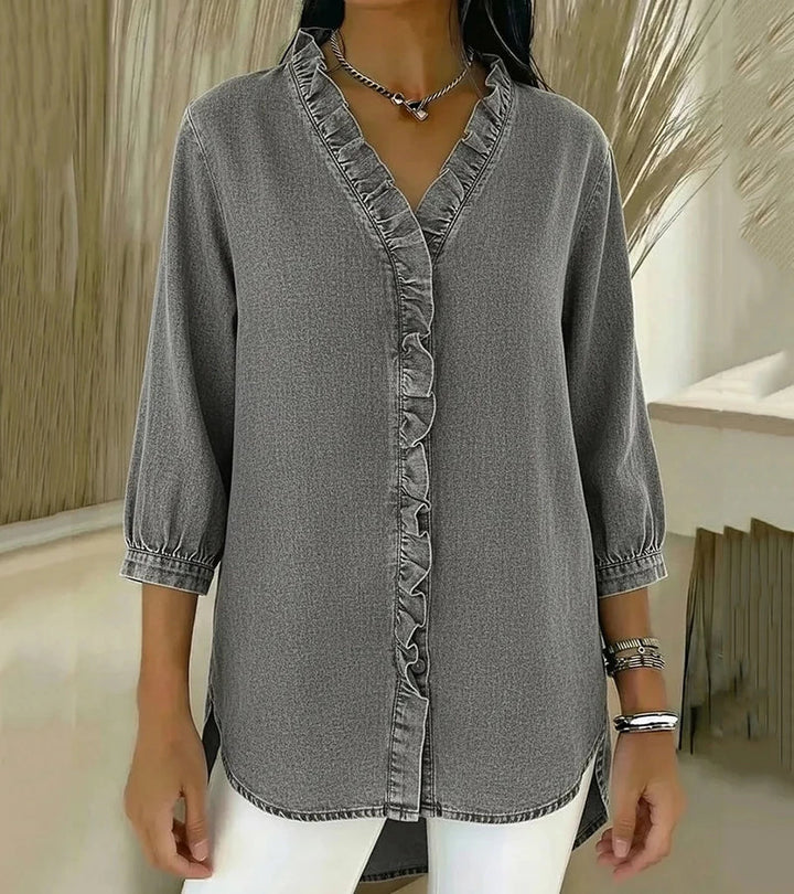 Adele™ |V-Neck Blouse with Ruffles
