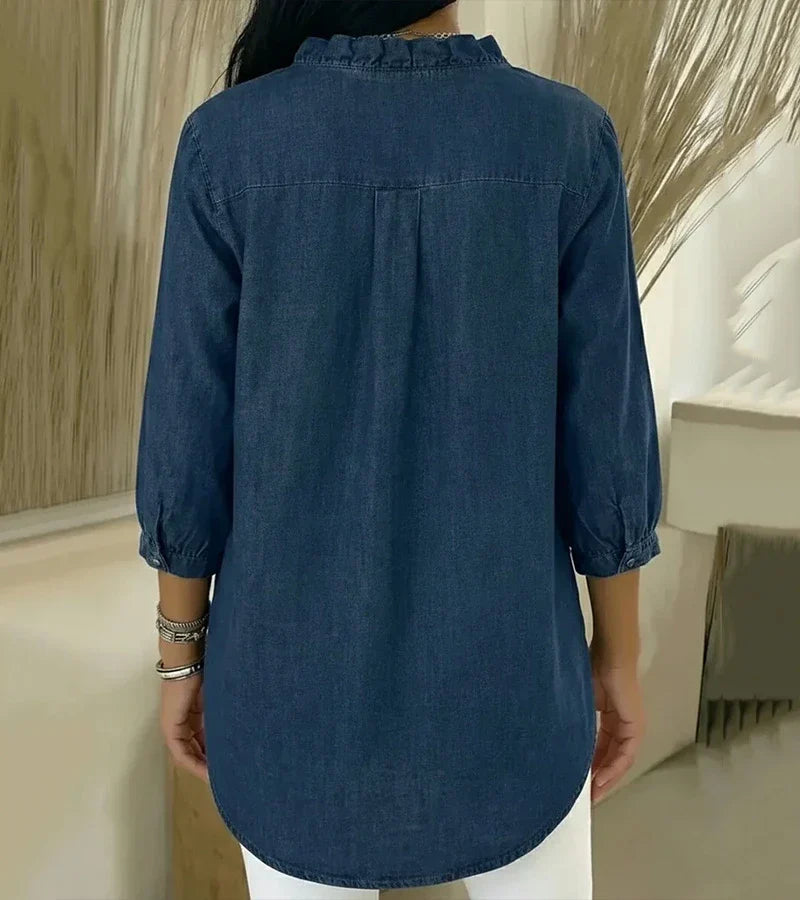 Adele™ |V-Neck Blouse with Ruffles