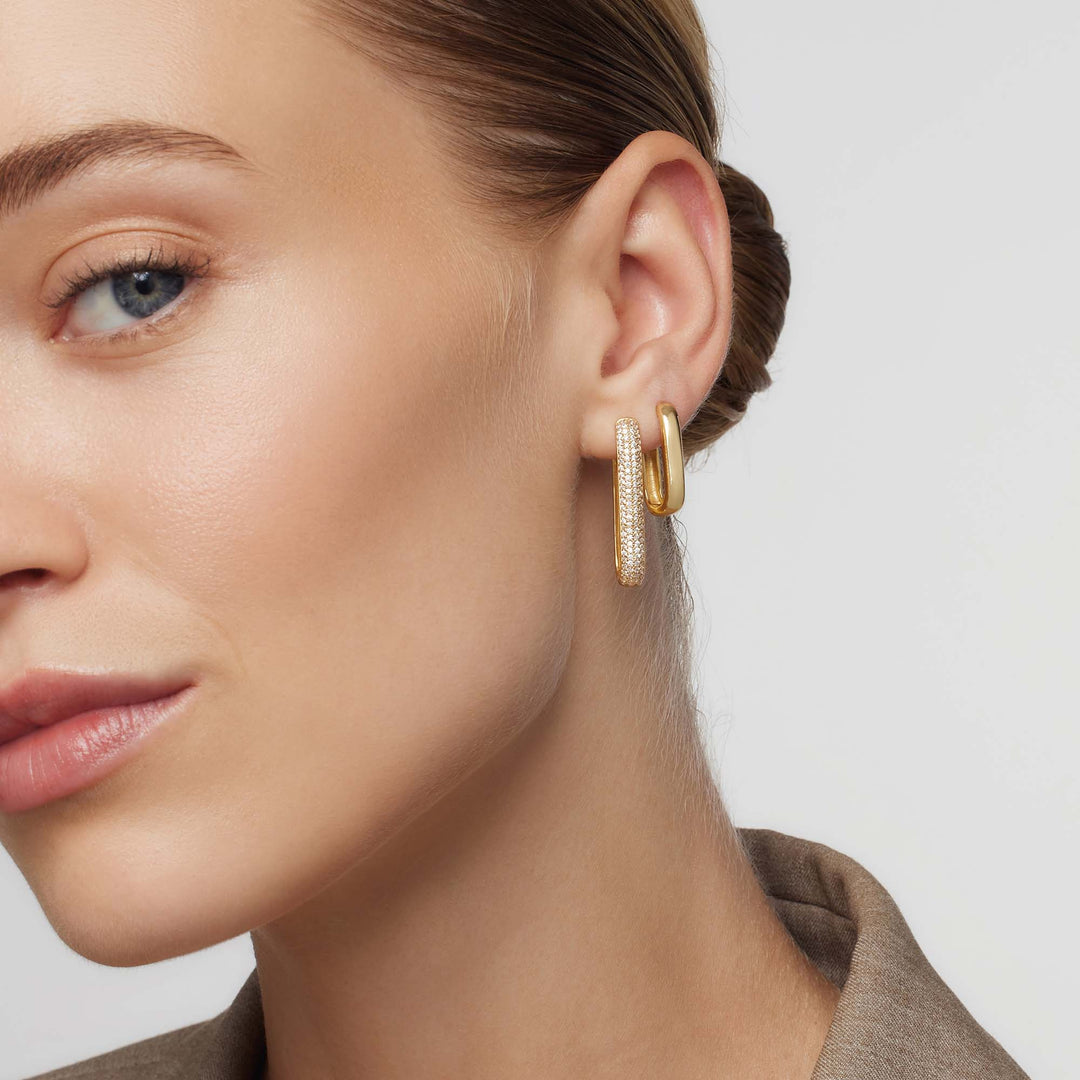 Large Icon Pavé Hoop Earrings | 16k Gold