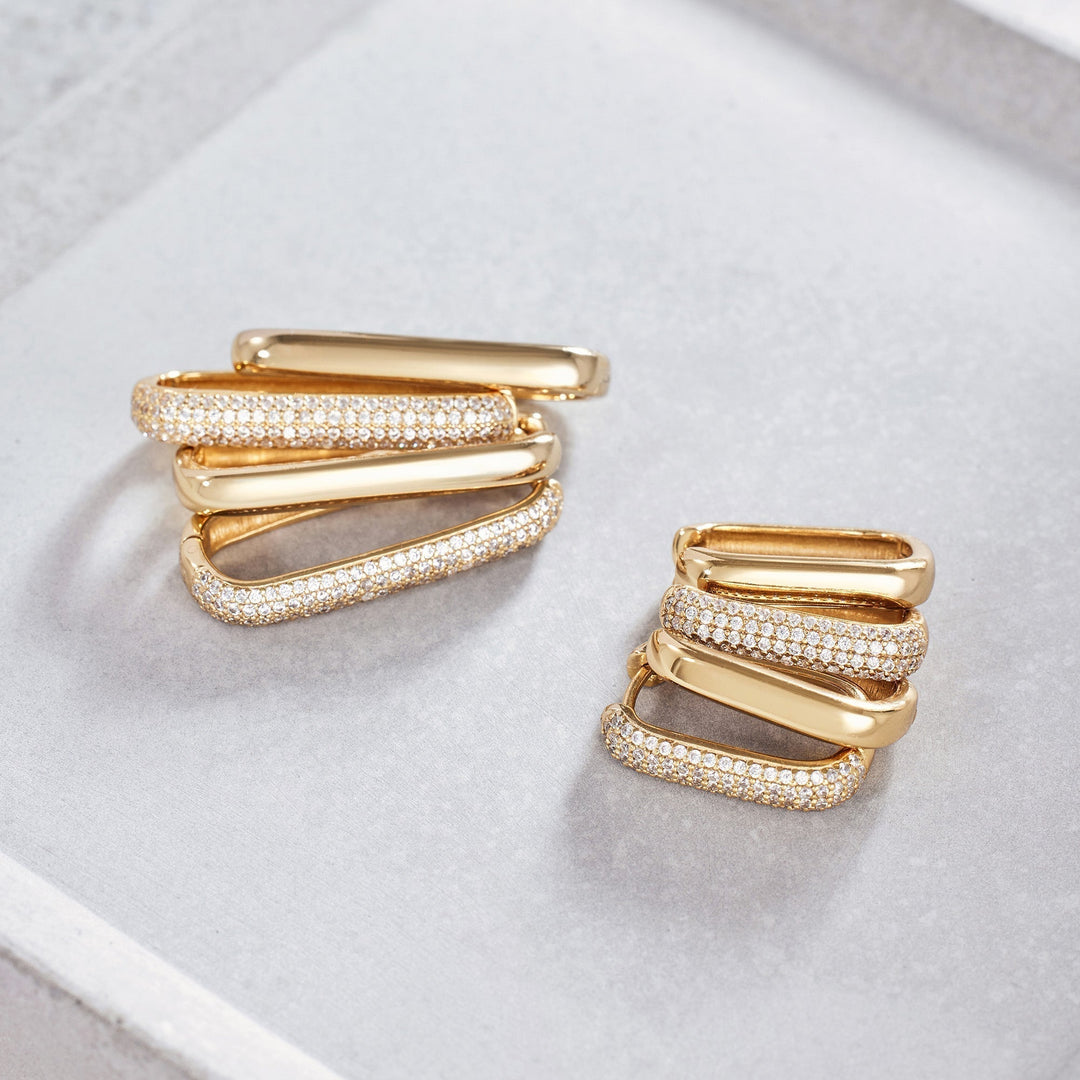 Large Icon Pavé Hoop Earrings | 16k Gold