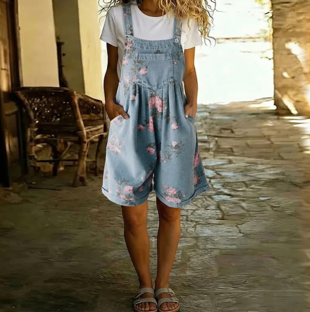 Judy | Vintage Floral Denim Overalls