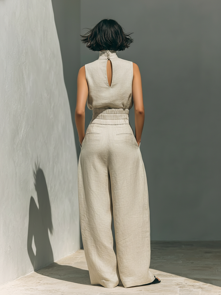 Maria™ | Minimalist Cotton & Linen Tank Top & Wide Leg Pants Set