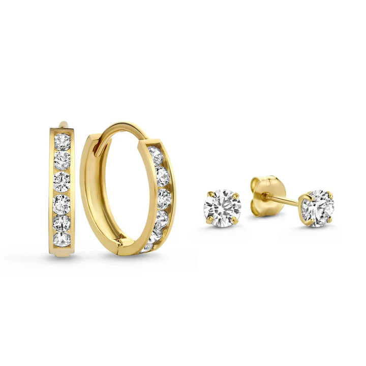 Dara Brillane Earring Set with Stone | Gold