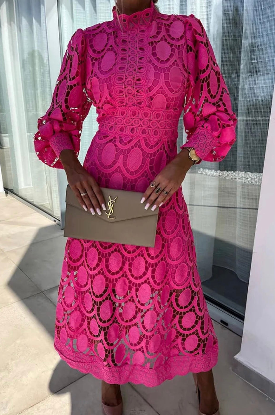 Eloah™ | Abito Midi Elegante in Pizzo