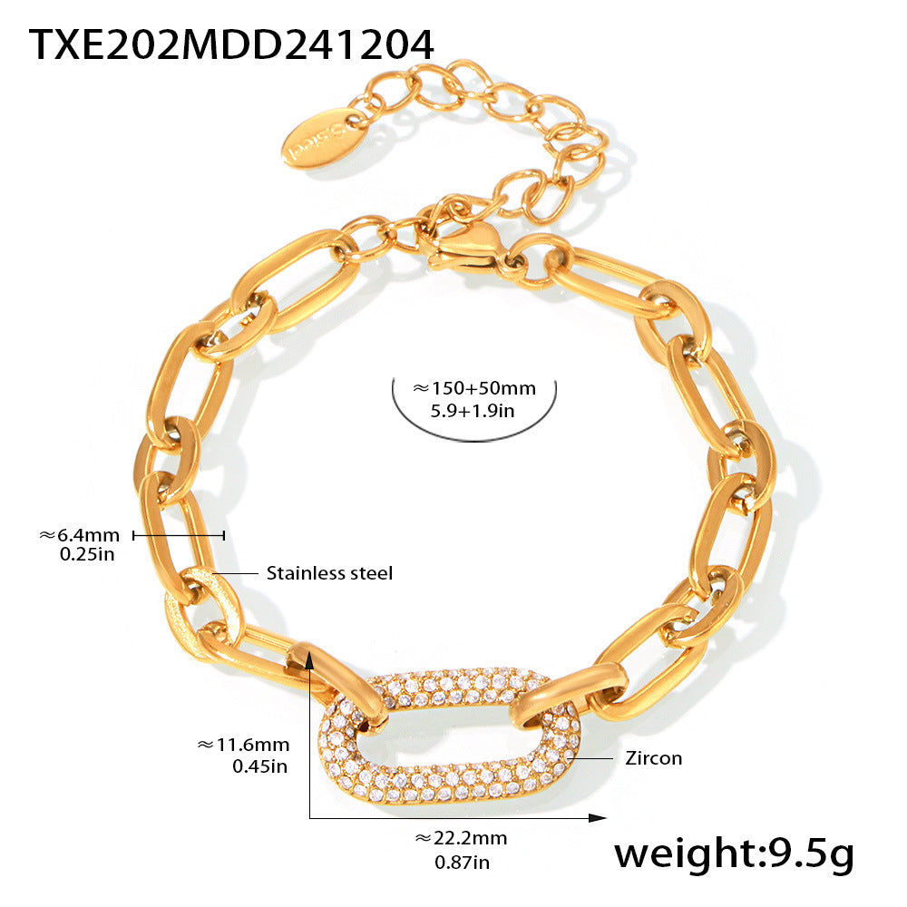Massive jewelry set with chain link and pavé elements | Gold
