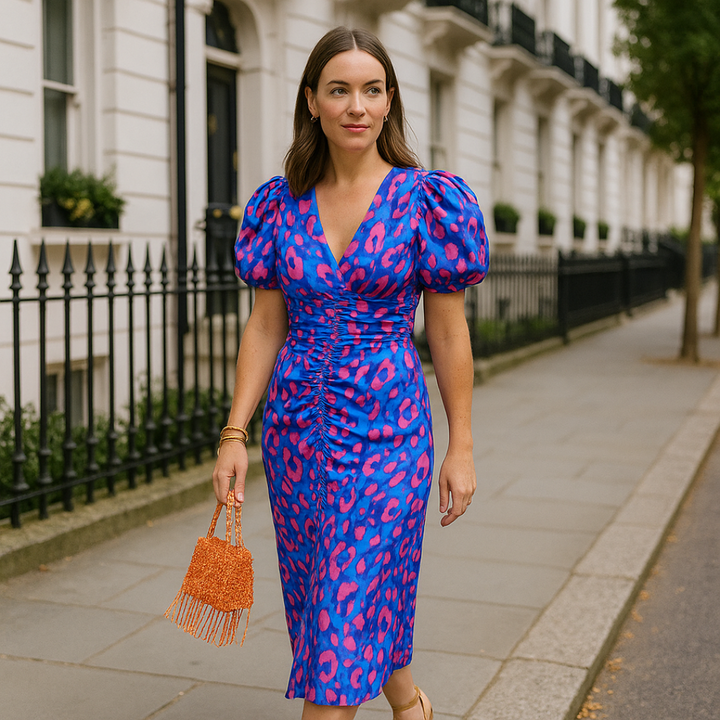 Oranit™ | Colorful Dress with Pleated Sleeves