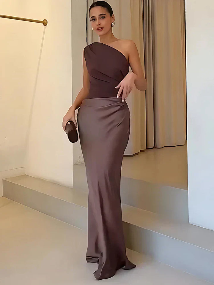 Luna™ | Abito Maxi in Raso con Spacco