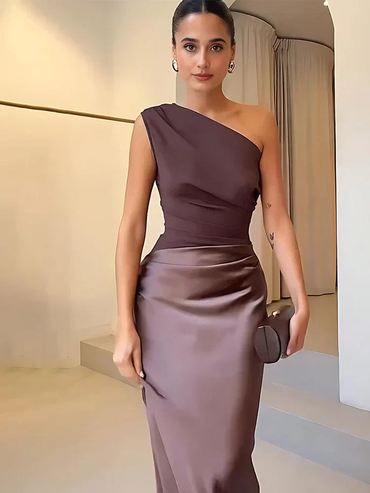 Luna™ | Abito Maxi in Raso con Spacco