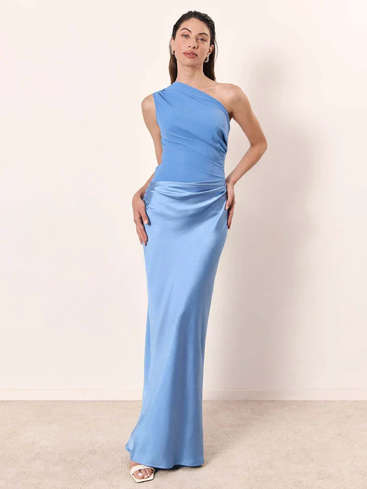 Luna™ | Abito Maxi in Raso con Spacco