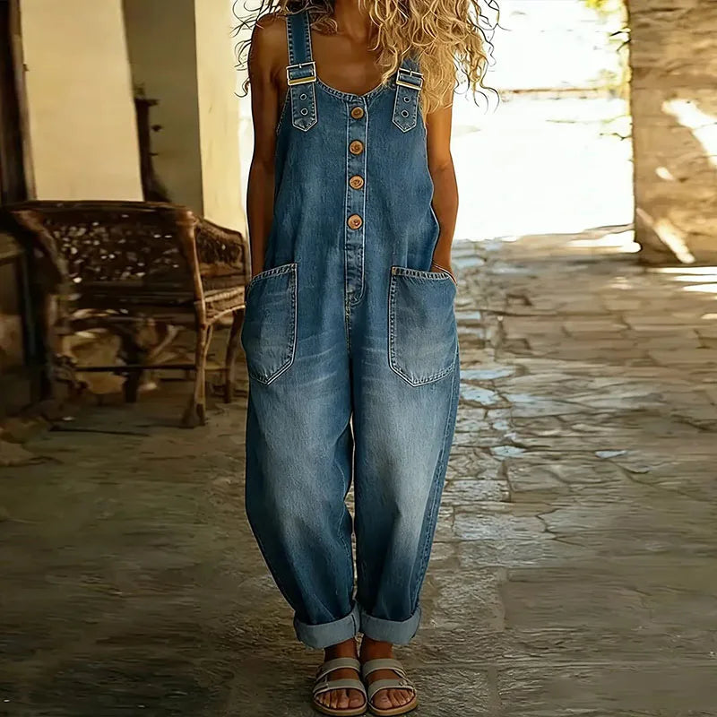 Mae | Soft Vintage Denim Overall with Adjustable Straps