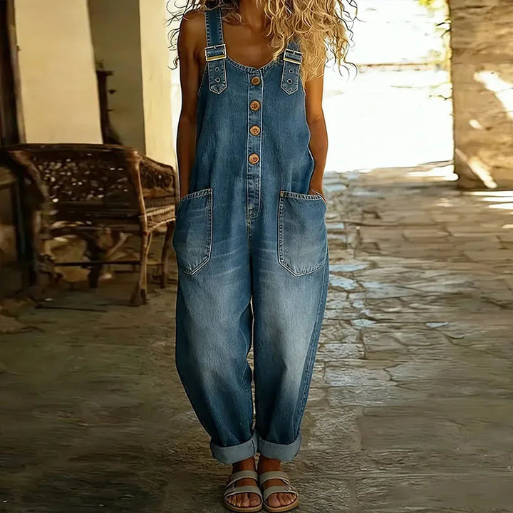 Mae | Soft Vintage Denim Overall with Adjustable Straps