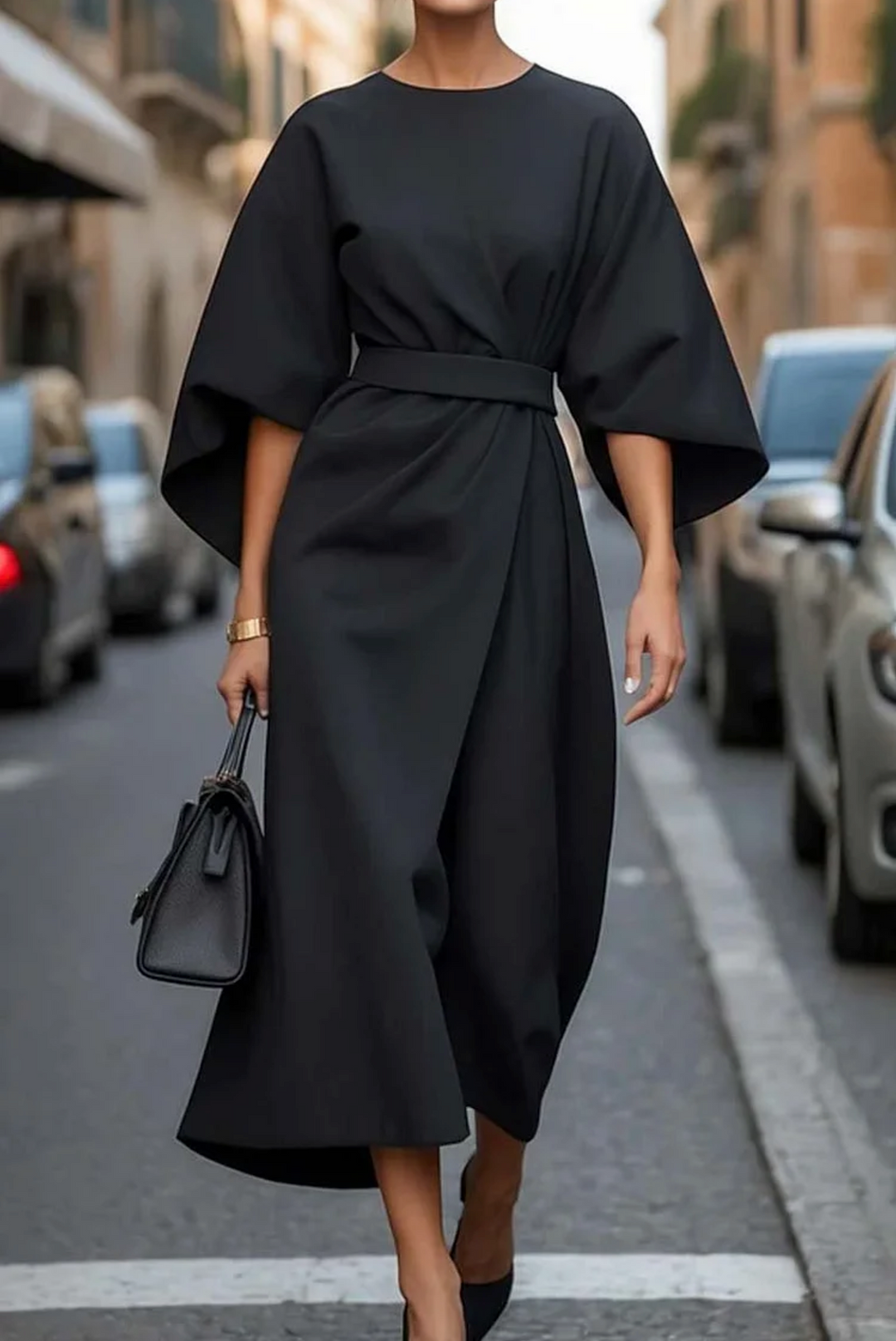 Matzliah™ | Elegant Dress with Lantern Sleeves