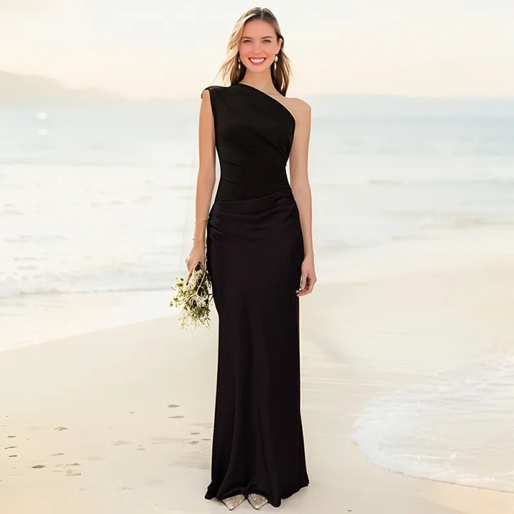 Luna™ | Abito Maxi in Raso con Spacco