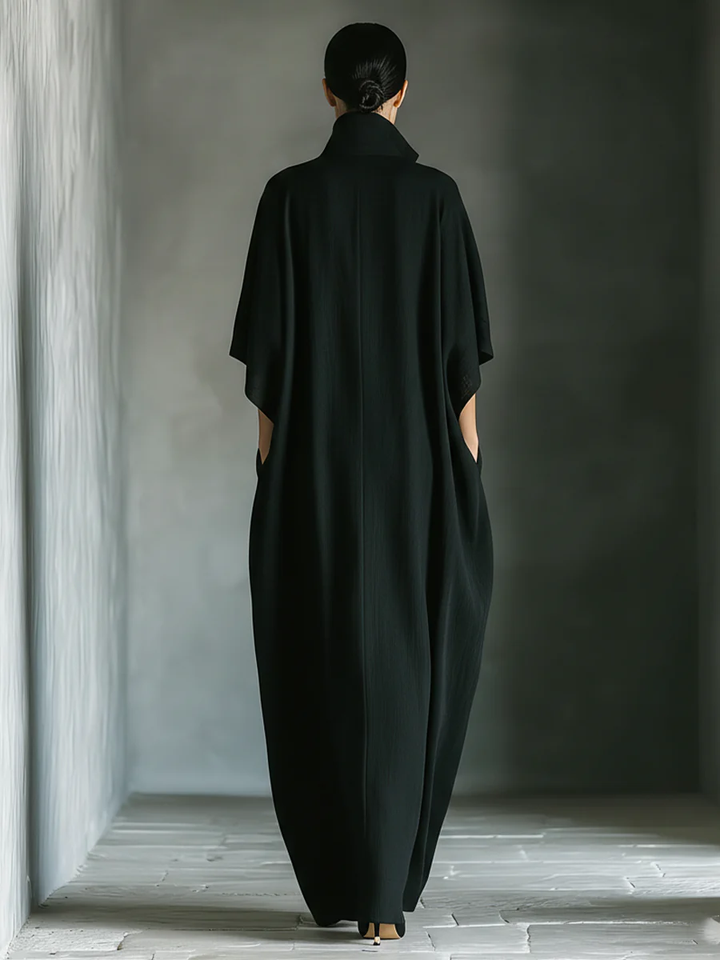 Alessandra • Oversized Black Long Dress with Kimono Sleeves