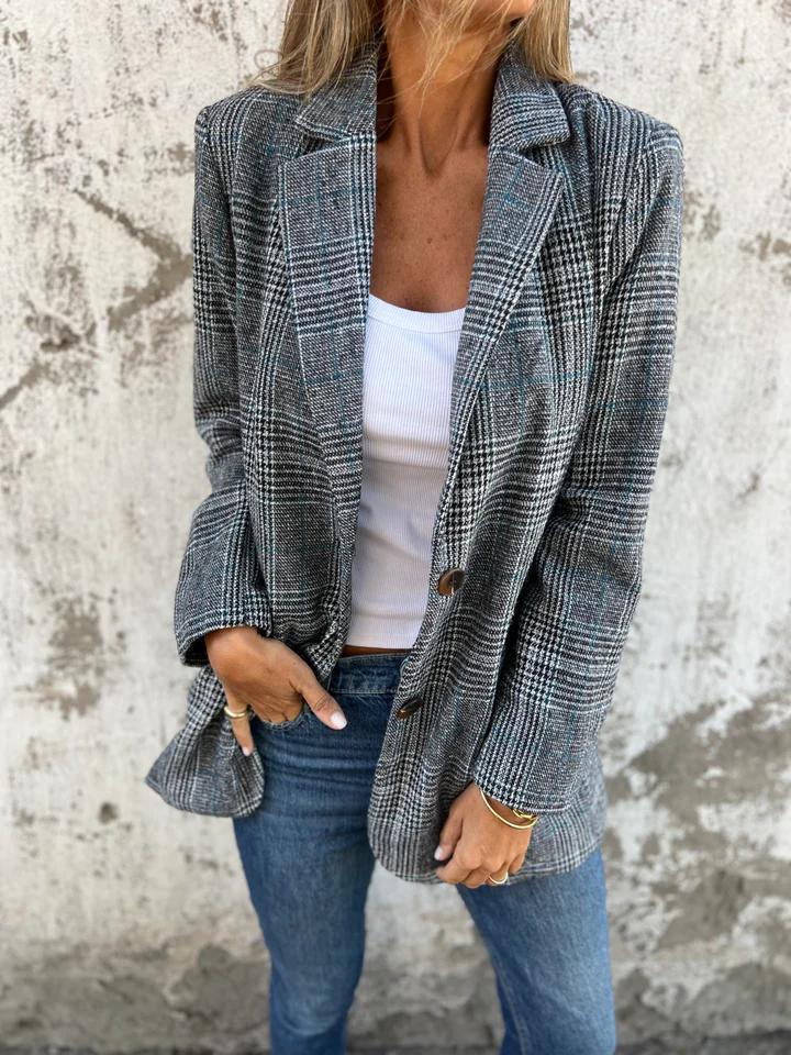 Alicja™ | Tailored Grey Check Blazer