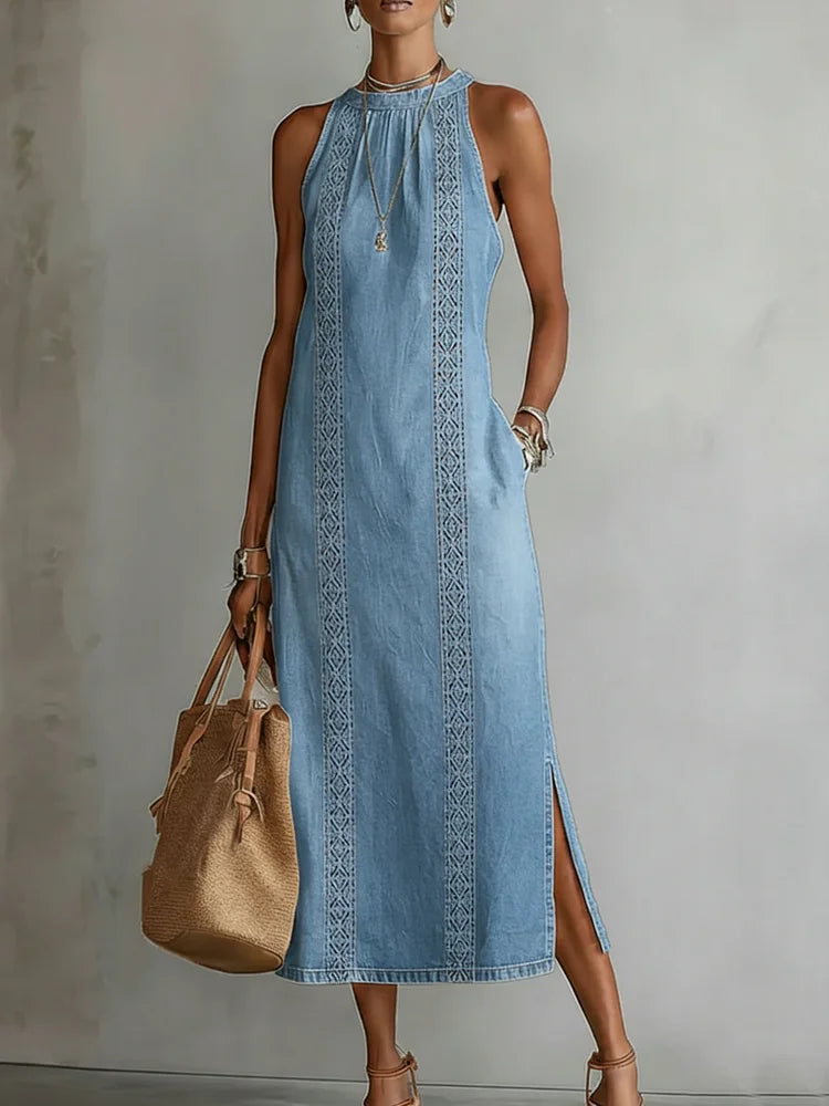 Julia | Denim Dress with Vintage Lace Details