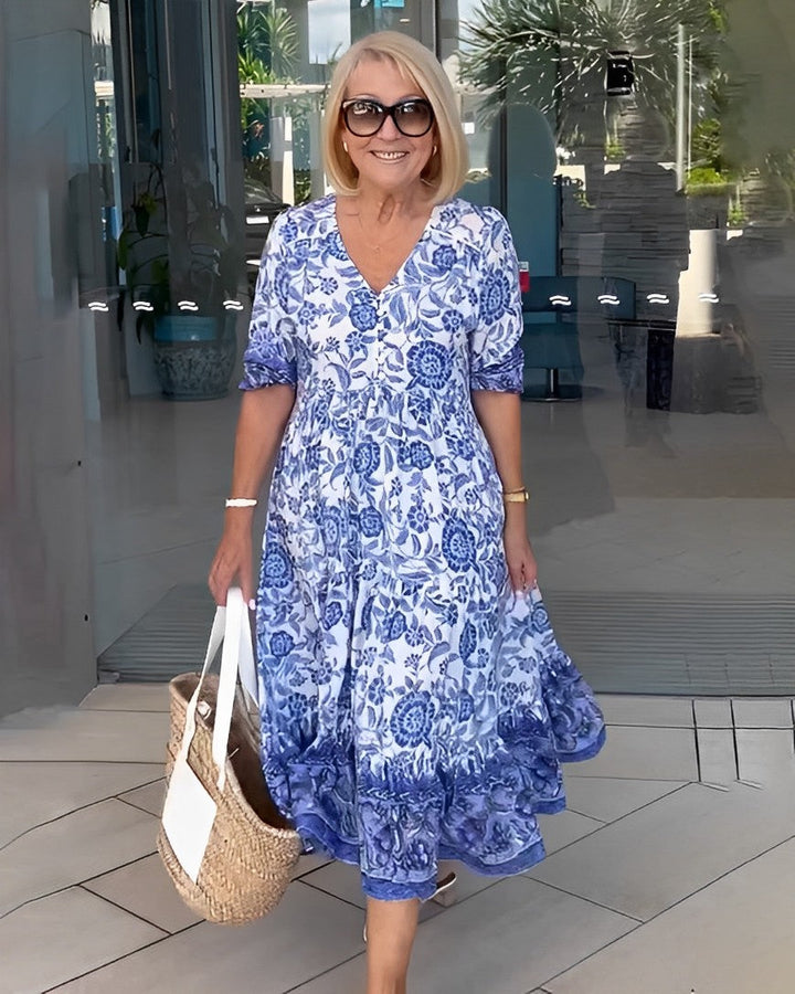 Manoli™ | Elegant Floral Dress with V-Neck