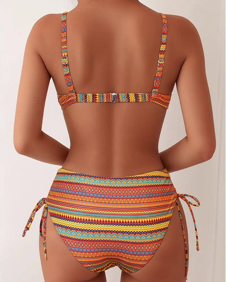 Two-Piece Swimsuit with Striped Print