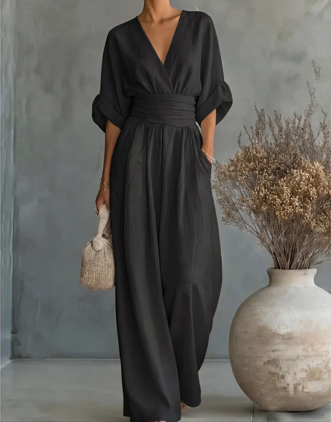Daniela™ | Elegant Jumpsuit with a V-Neck & Wide Legs
