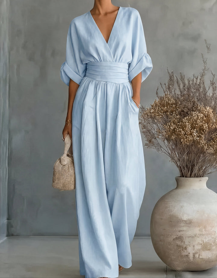 Daniela™ | Elegant Jumpsuit with a V-Neck & Wide Legs
