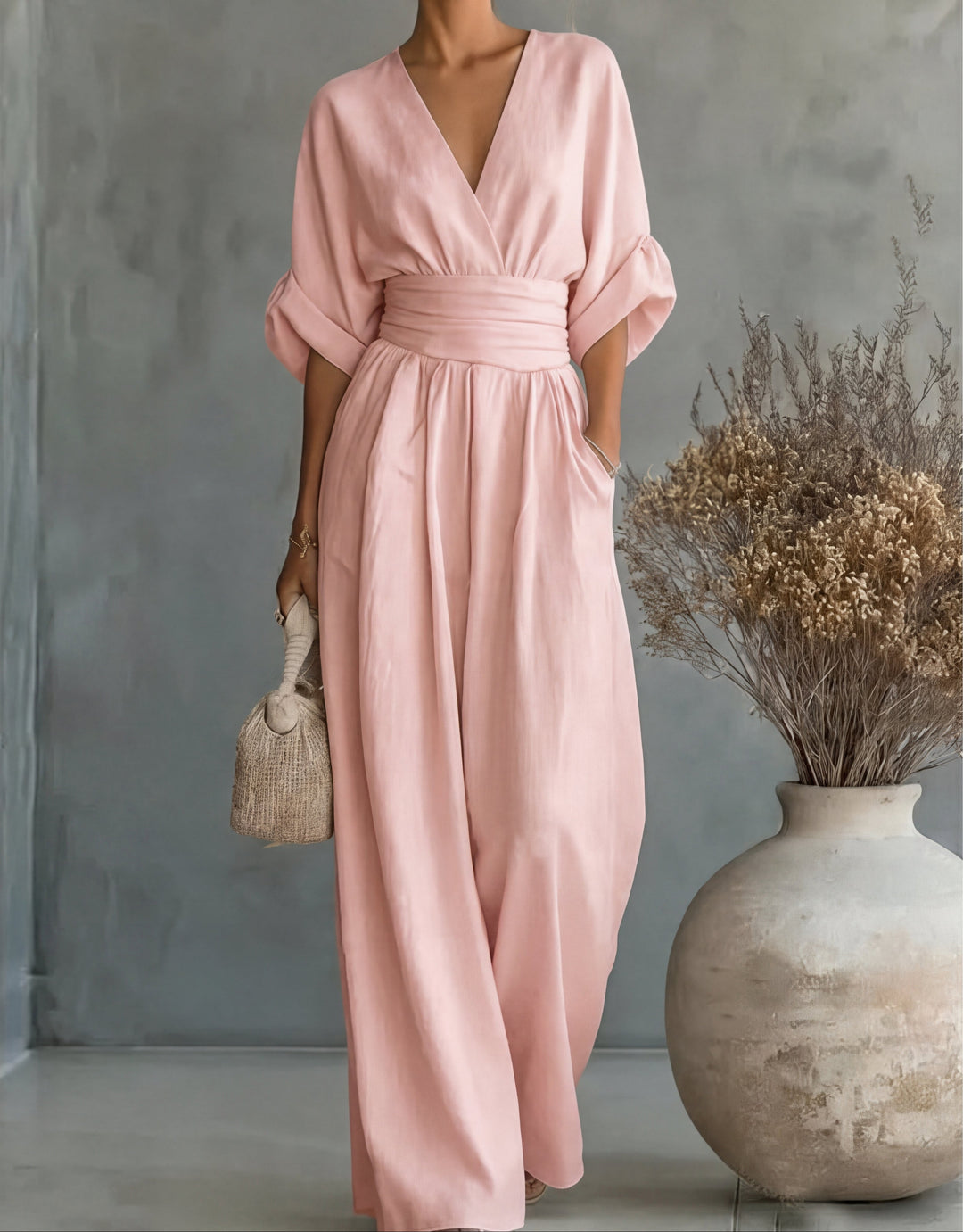 Daniela™ | Elegant Jumpsuit with a V-Neck & Wide Legs