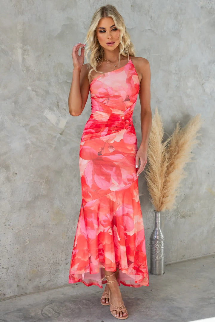 Layla One-Shoulder Pleated Dress