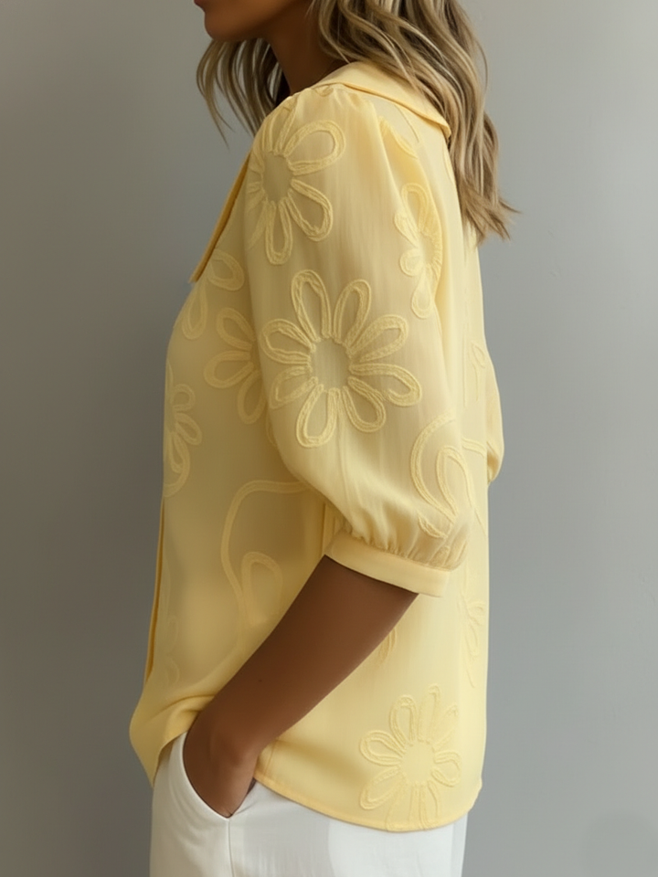 Aurélie™ | Lightweight Floral Blouse, Natural Elegance