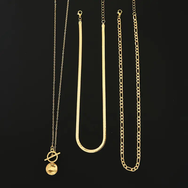 Savira Layered Necklace with Textured Coin | Gold