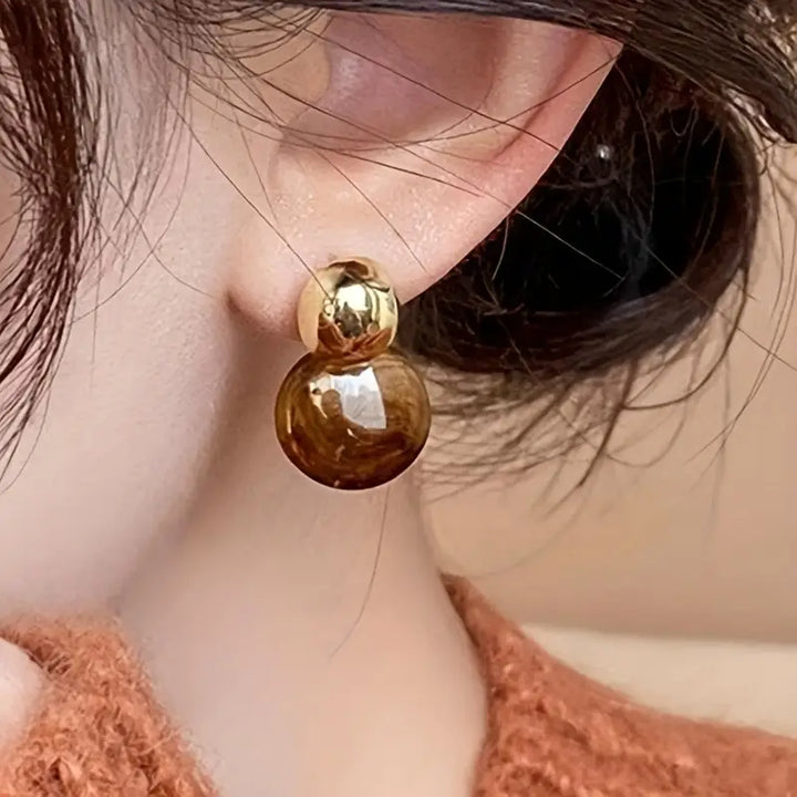 Aurélie Amber Hanging Earrings | Gold