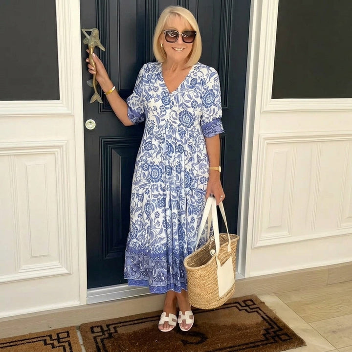 Manoli™ | Elegant Floral Dress with V-Neck